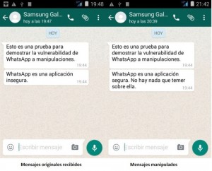 Prueba de Manipulación de Whatsapp. Fuente El Mundo